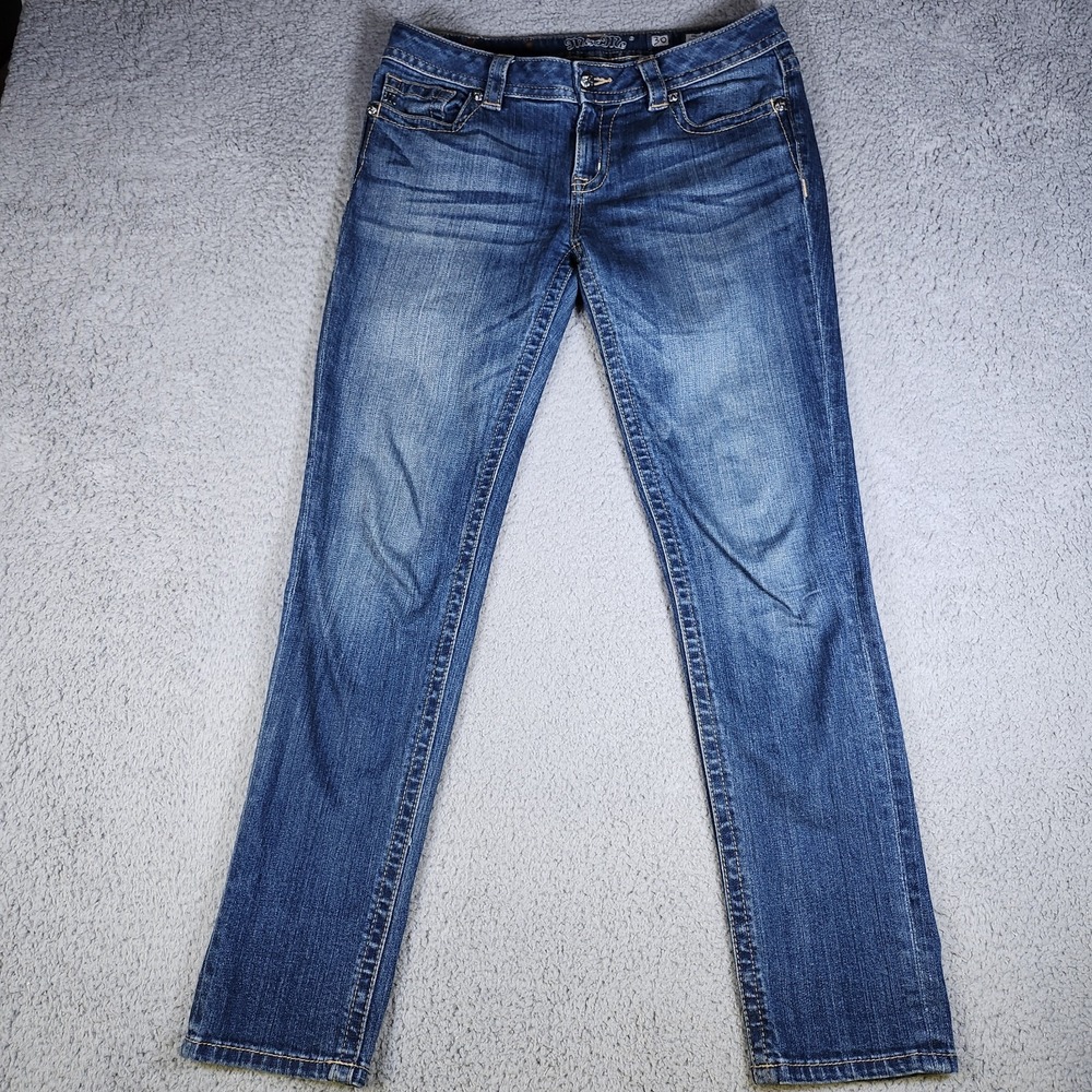 Miss Me Womens Mid Rise Skinny Jeans Dark Wash Embellished 30 Western Cowgirl